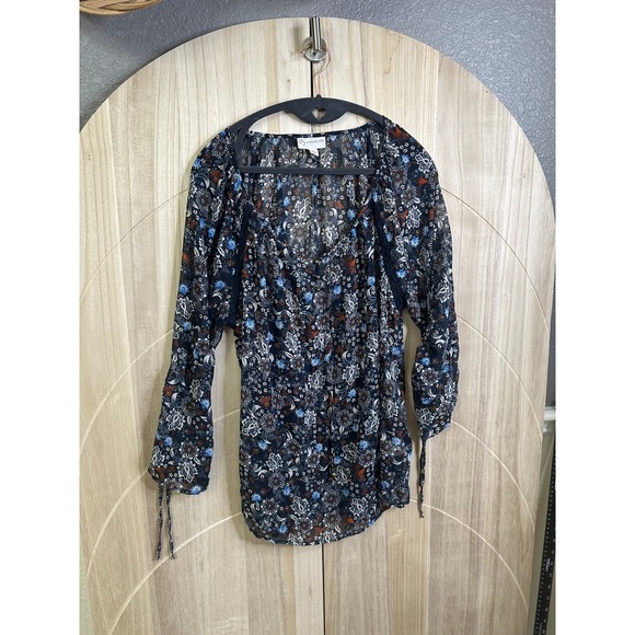 Db Established 1962 Tops - DB Established 1962 XL Floral Print Sheer Long Sleeve‎ Blouse Bohemian